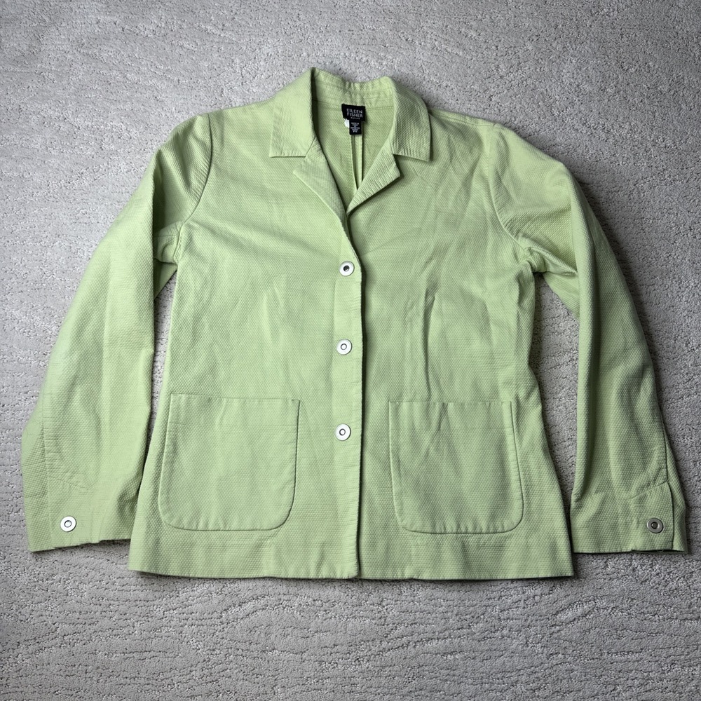 Women's Eileen Fisher PS Green Snap Lightweight Blazer Business